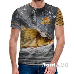 3D Мъжка тениска с рибарски мотиви Carp Team