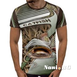 3D Мъжка тениска с рибарски мотиви Catfish