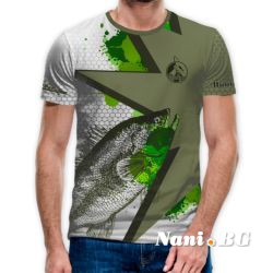 3D Мъжка тениска с рибарски мотиви Fishing Ggreen