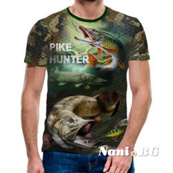 3D Мъжка тениска с рибарски мотиви Pike hunter