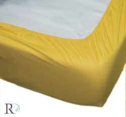 Чаршаф памучен сатен с ластик - Жълто