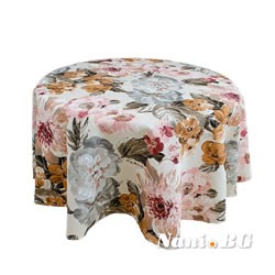 Покривка за маса от водоустойчив плат, Кафяви цветя