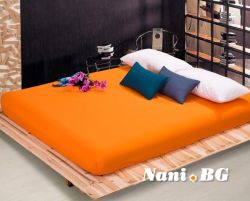 Памучен чаршаф с ластик Ранфорс, оранжев