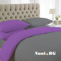 двуцветно спално бельо - лилаво-сиво