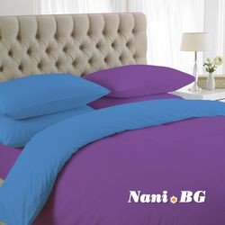 двуцветно спално бельо - лилаво-тюркоаз