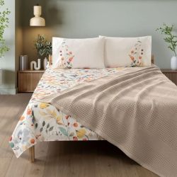 Спално бельо памук в комплект с ковертюра, FAYETTE CAPPUCCINO
