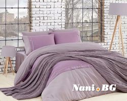Спално бельо памук в комплект с плетено одеяло - LILA
