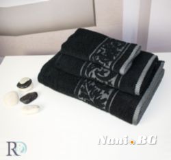 Хавлиена кърпа микропамук с кант Михаела - Черно