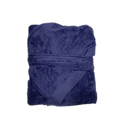 Халат за баня с качулка,100% памук, тъмно син