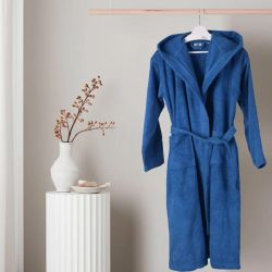 Халат за баня с качулка Комфорт, син
