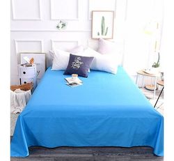 Едноцветен долен чаршаф ранфорс МОРСКО СИНЬО