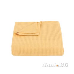 Памучна покривка за легло Сиеста охра или декоративно одеяло