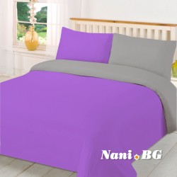 двуцветно спално бельо - лилаво-сиво